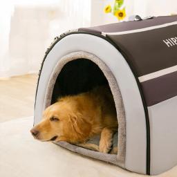 Casa de cachorro lavável portátil, cama de estimação para cães grandes e médios, viajando, design clássico, removível, quente, dormindo - Image 3