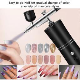 Airbrush Nail Art Paint Spray com Compressor Decoração, Portable Nails Coloring, Air Brush Gun, Pulverizador de Névoa Recarregável - Image 5