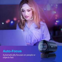 Câmera Web com microfones e capa de privacidade para Tiktok e YouTube, foco automático, streaming, foco automático, 1080p, 60FPS, webcam 4K - Image 5
