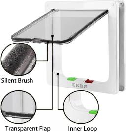 Gato e Cão Flap Kit Porta, 4 Way Bloqueio de Segurança, Portão Transparente para Cachorro e Gatinho, Interruptor Controlável, Pet Segurança - Image 2