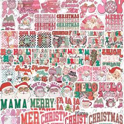YBYAO 50 peças adesivo vintage rosa de Natal Papai Noel boneco de neve adesivos de frases à prova d'água decalques para laptop material de scrapbooking - Image 2