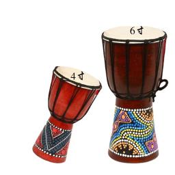 Africano Drum Wrap Percussão Instrument, Esculpida à mão, Madeira Sólida, Pele de Cabra, Djembe Tradicional, 6in - Image 2