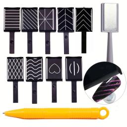 Conjunto de placa magnética para nail art, 3d polonês magnético, olhos de gato, ferramenta de arte do prego, diy, 11pcs - Image 1