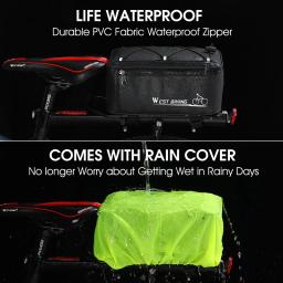 Oeste Biking-Saco do assento traseiro de bicicleta com capa de chuva, grande capacidade, reflexivo, impermeável, bicicletário, MTB, Road Bike Acessório, 4L - Image 3