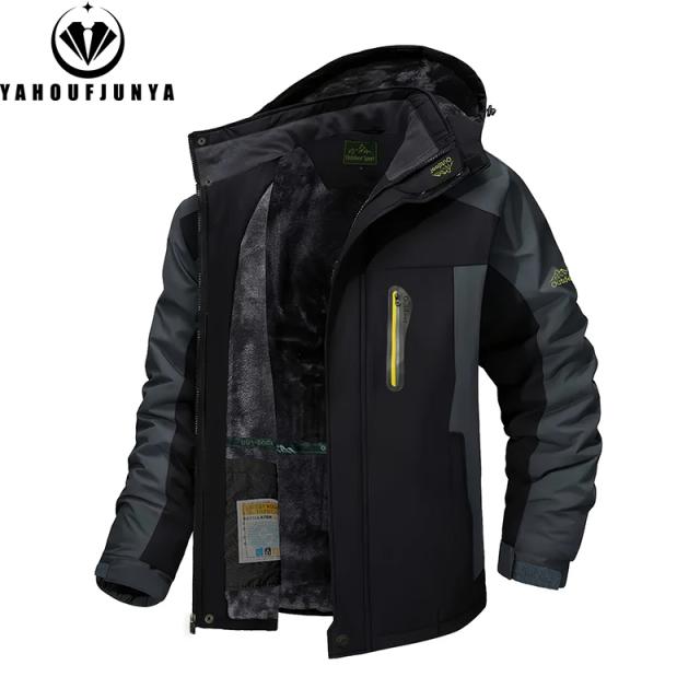 Jaqueta Masculina Inverno Velo Quente com Capuz Impermeável Casaco Casual Masculino