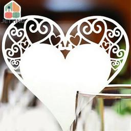 Decoração De Mesa De Casamento De Corte A Laser, Cartões De Lugar De Mesa, Coração Floral, Vidro De Vinho, Decoração Do Partido, 50Pcs por Conjunto - Image 2