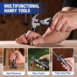 WORKPRO-Martelo Multitool Portátil com Bainha, Aço Inoxidável, Sobrevivência ao Ar Livre, Camping e Caça, 12 em 1 - Image 5