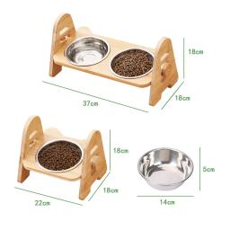Tigelas de cachorro de bambu ajustáveis com suporte, comida para gato e água, alimentador de coelho para animais pequenos e médios - Image 6