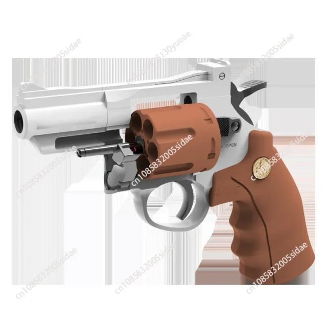 Revólver Mecânico Automático com Disparo Contínuo para Crianças e Adultos - Pistola 357 com Balas de Dardo Macio para Diversão ao Ar Livre