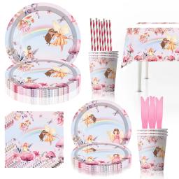 Suprimentos para festa de aniversário de fadas, talheres para festa de fadas, pratos de sobremesa, guardanapos, aniversário de meninas, chá de bebê, decoração de festa de chá - Image 4