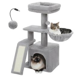 Árvore pequena do gato com borne de arranhão, parte superior grande, poleiro, torre interna do gato, raspador, acessórios dos gatos, suprimentos do gato - Image 2