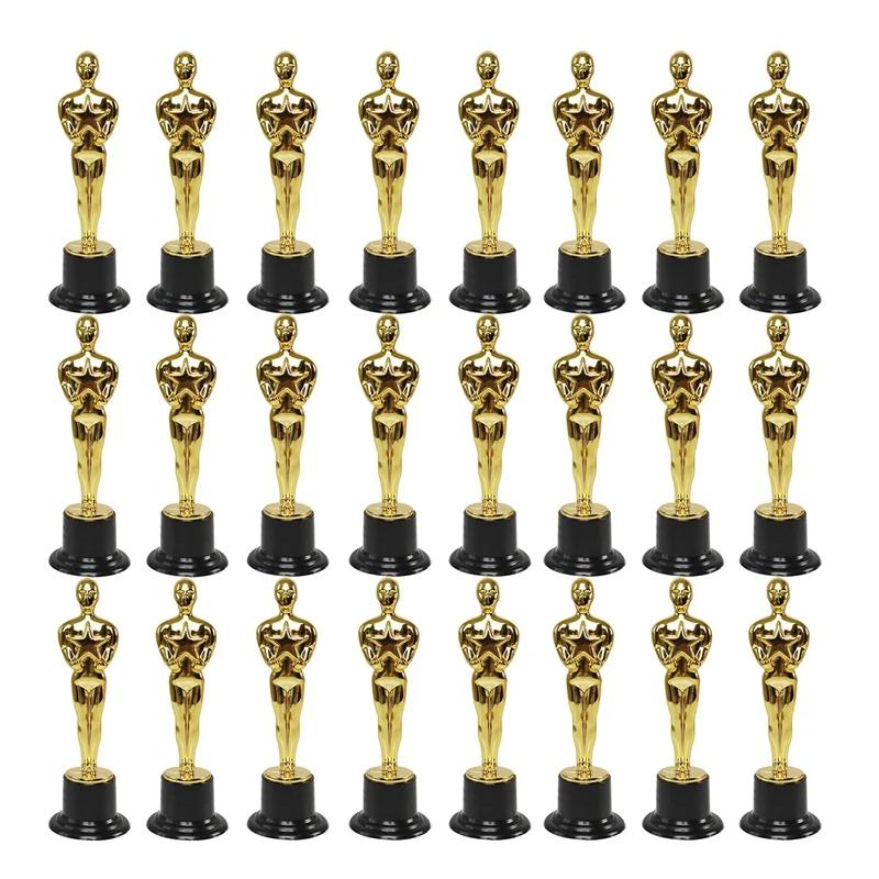 Plastic Gold Star Award troféus, estatueta para favores do partido, escola prêmio, jogo prêmio, 24 Pack - Image 1