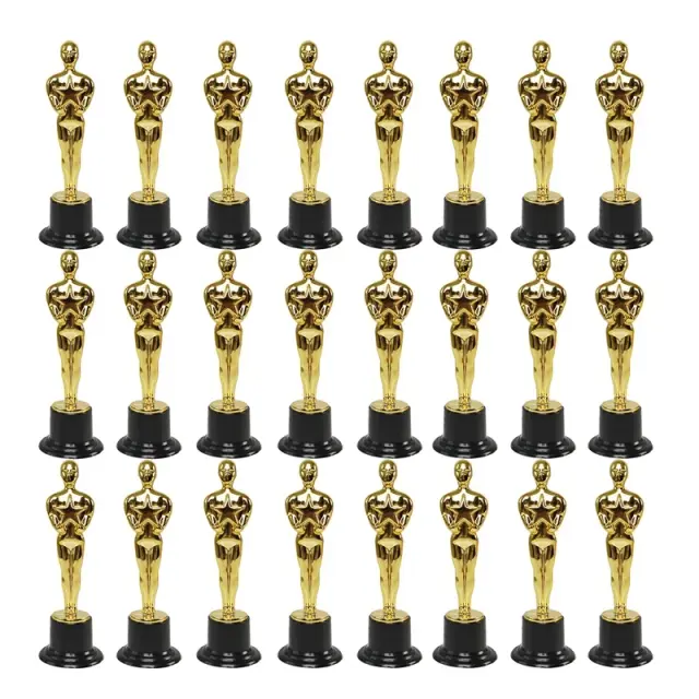 Troféus de Estrela Dourada em Plástico: Conjunto com 24 Estatuetas Perfeitas para Festas, Escolas e Premiações de Jogos