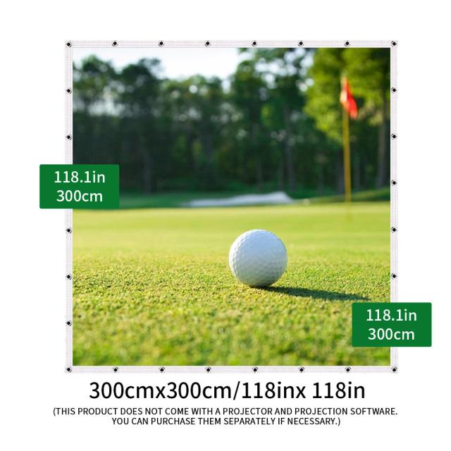 Tela de Projeção para Simulador de Golfe Caiton com Material de Pano Branco Ideal para Treinos de Impacto