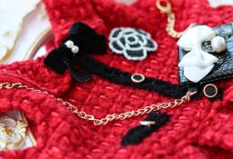 Roupas para cães de inverno artesanal suprimentos para animais de estimação moda parkas vestido jaqueta de malha superior e tweed colete grande lantejoulas arco acessórios boina - Image 4