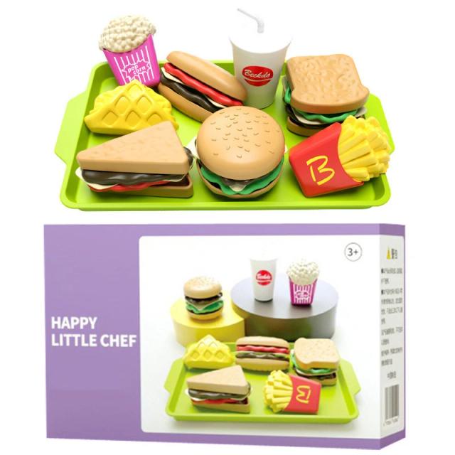 Pretend Simulation Food Toys Hamburger e Batatas Fritas para Crianças 9pcs