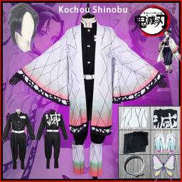 Anime demônio slayer cosplay traje kochou shinobu peruca quimono uniforme kimetsu não yaiba haori manto ternos festa para criança adulto - Image 1