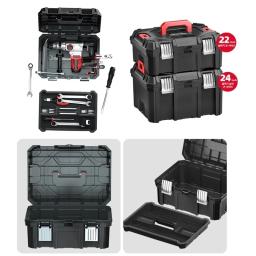 Caixa de ferramentas vazia, portátil, empilhável, acessórios, peças, organizador, equipamento, caixa de armazenamento de ferramentas, plástico rígido, estojo de transporte - Image 6