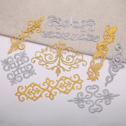 Ferro em apliques remendos bordados dourados decoração de festa vintage metálico fantasias cosplay flor diy guarnições - Image 1