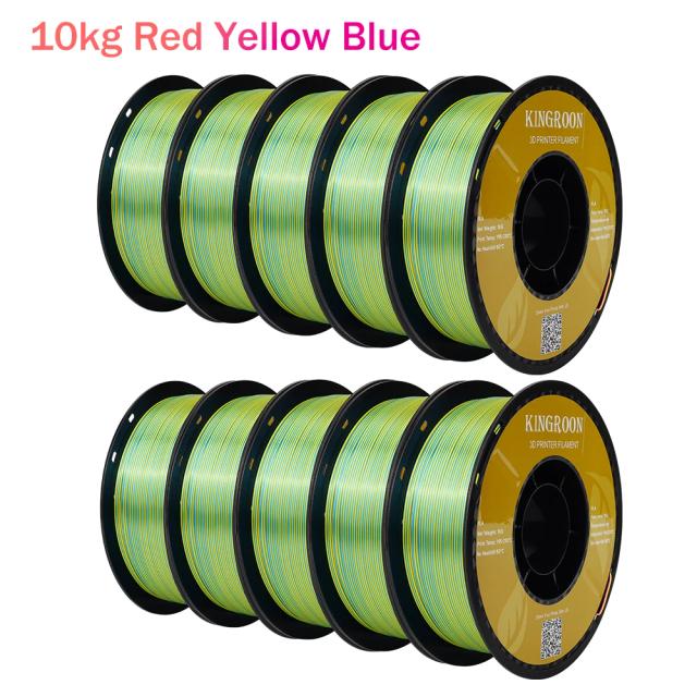 Filamento PLA de Seda Tricolor 1,75mm para Impressão 3D - 10kg de Materiais Plásticos para Impressoras FDM