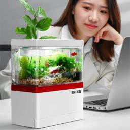 Mini tanque de peixes auto circulante com filtro de carregamento desktop sala estar doméstico água livre aquário ecológico - Image 2