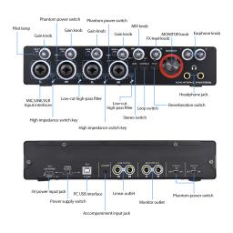 Interface de áudio livre para gravação USB, fonte de alimentação fantasma, placa de som 4 em 4 saídas, 24 bits, 192kHz, 48V - Image 2