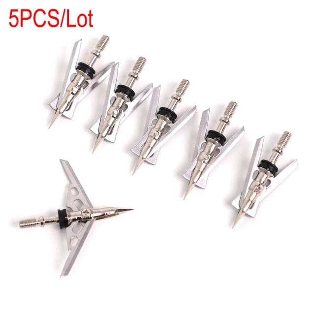 Pacote com 5 Parafusos de Tiro para Arco de Caça - Broadheads 2 Lâminas 100 Grãos e Pontas de Seta de Corte