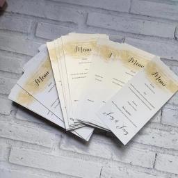 Menu personalizado Aniversário, Padrão Dourado, Cartões de batismo, Menu requintado para Casamento, Chuveiro, Jantar, Gênero Revelar, 50PCs - Image 1