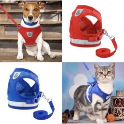 Peitoral Com Guia para Caes E Gatos Colete Regulavel Super Confortavel para Cachorro - Image 1