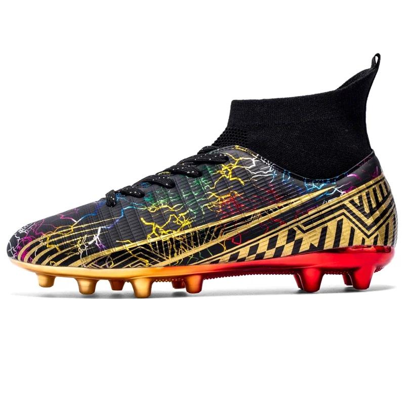 Sapatos de futebol FG antiderrapantes para homens e crianças, tênis de tornozelo, tênis de futebol, botas ao ar livre, picos longos, futebol - Image 1