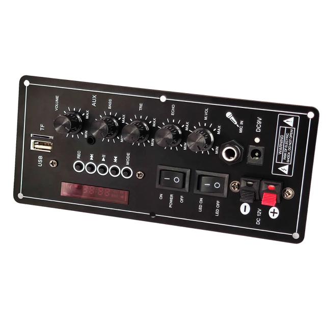 Placa Amplificadora 7.4V 40W com Bluetooth e AUX para Dança Quadrada - Ideal para Home Theater e DIY com Gravação U-Disk e Controle de Bass e Treble