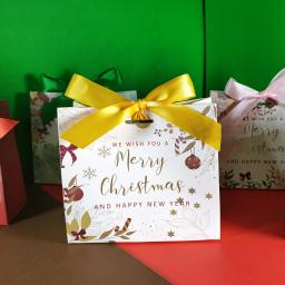 Caixas de lembrancinhas para festa de natal, caixas de doces, sacos de chocolate, caixas de presente com fitas douradas para decoração de festa de natal - Image 4