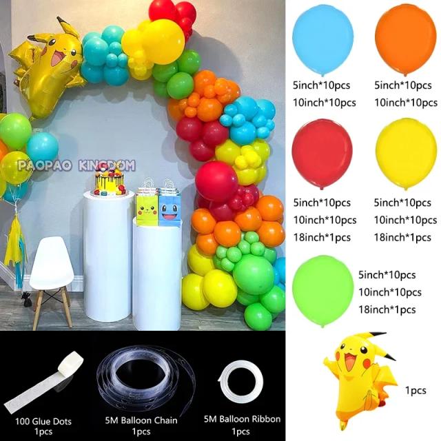 Balões de Pokémon Pikachu, Squirtle e Bulbasaur para Festas de Aniversário Infantil