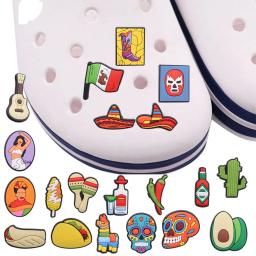 Sapatos Encantos para o México Mulher, Chapéu, Abacate, Raquete De Milho, Taco, Cacto, Guitarra, Caveira, Bandeira Chili, Vinho Cavalo Fivela, Tamanhão Ornamentos, 1Pc - Image 6