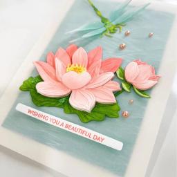 Corte de metal morre para artesanato DIY, planta lótus, lindas camadas, flor de lírio de água, papel cartão, Scrapbooking, novo, 2023 - Image 4