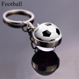 Bola de vidro chaveiro tênis chaveiro futebol beisebol vôlei futebol basquete chaveiros bola moda jóias - Image 4
