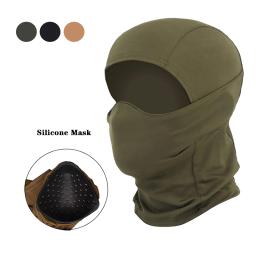 Windproof Outdoor Tactical Mask, Silicone Head Hood, Half Face, Windproof Chapelaria, Airsoft Hunting, CS Game, Sunscreen Cap - Image 1