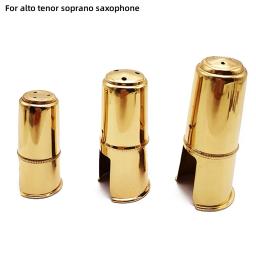 Alto Soprano Tenor Saxofone Metal boquilha Cap, Ouro chapeado protetor Cap, Latão instrumentos - Image 2