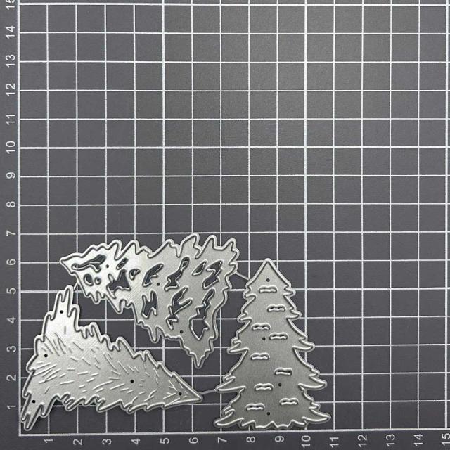 Corte de Metal Folha e Árvores para Scrapbooking: Modelo Criativo de Cartão e Molde de Embossing para Artesanato e Decoração