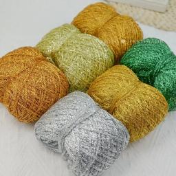 Fio metálico Glitter Sparkle para tricô, fios de crochê Shinny Line para saco de malha DIY Gold Silver Thread, Hat Toy, 50g - Image 2