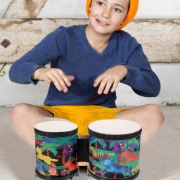 Crianças tambores bebê bongos brinquedo aldult para crianças conga plástico madeira instrumentos musicais adultos com baqueta instrumento de percussão - Image 4