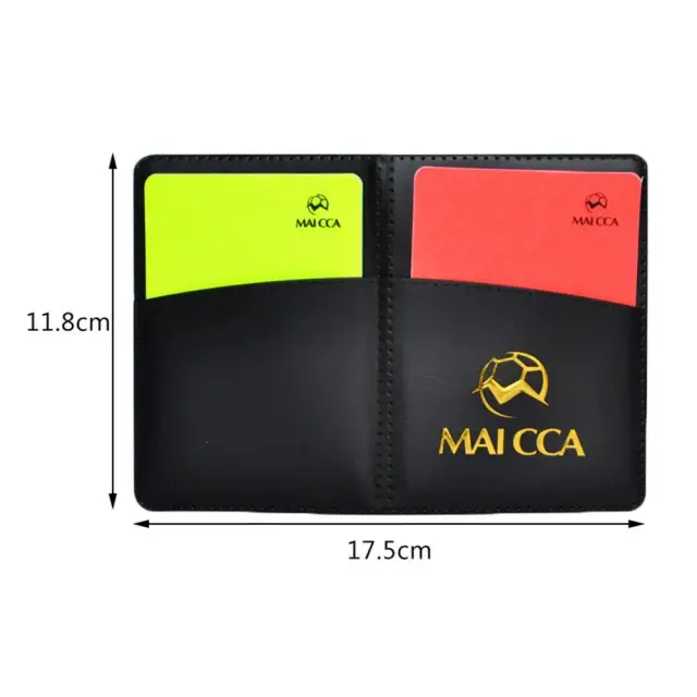 Kit completo de registro para árbitros de futebol: livro em couro, lápis fluorescente vermelho e cartões amarelos.