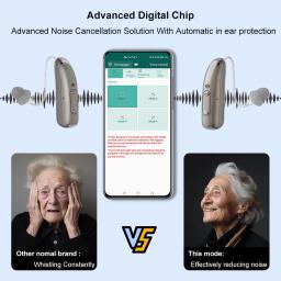 Aparelho auditivo digital bte recarregável, volume ajustável, mini amplificador de som portátil para idosos - Image 5