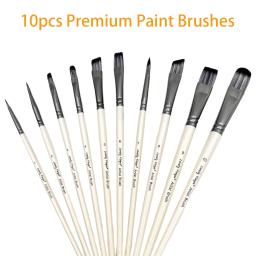 Profissional Artista Pincéis Set, Diferentes Nylon Cabelo Dicas, Kit de Pintura para Aquarela Acrílico, 10Pcs - Image 3