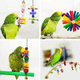 Brinquedos De Gaiola De Pássaro De Madeira, Balanço Do Pássaro, Ponte De Mordida De Mastigar Confiável, Forma De Grânulo, Brinquedos De Papagaio, 15 Pcs - Image 5