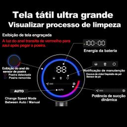 (Código promocional: NEW888)Aspirador de Pó Portátil Sem Fio ABIR VC205, 27000PA, Sensor de Poeira Inteligente, Tela de Toque LED, Controlo Automático de Velocidade, Eliminador Portátil de Ácaros - Image 2
