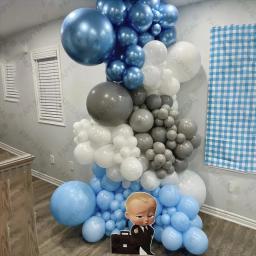 Kit Garland de Látex Balões para Crianças, Decoração de Festa de Aniversário, Baby Shower, Tema Chefe, Branco e Azul, 1 Conjunto - Image 4