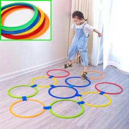Crianças ao ar livre engraçado treinamento físico esporte brinquedos treliça salto anel conjunto jogo com 10 aros 10 conectores para parque jogar meninos meninas - Image 1