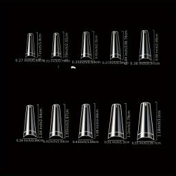 500 pçs caixão francês dançarino dicas de unhas acrílico artificial metade flocos falsos dicas de unhas, 10 tamanhos com caixa de plástico transparente para na - Image 5