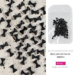 Decoração de arte de resina, bowknot 3D, elegante ornamento manicure, preto e branco, 50 peças - Image 5